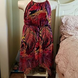 Lane Bryant Asymmetric hem Tropical Print dress
